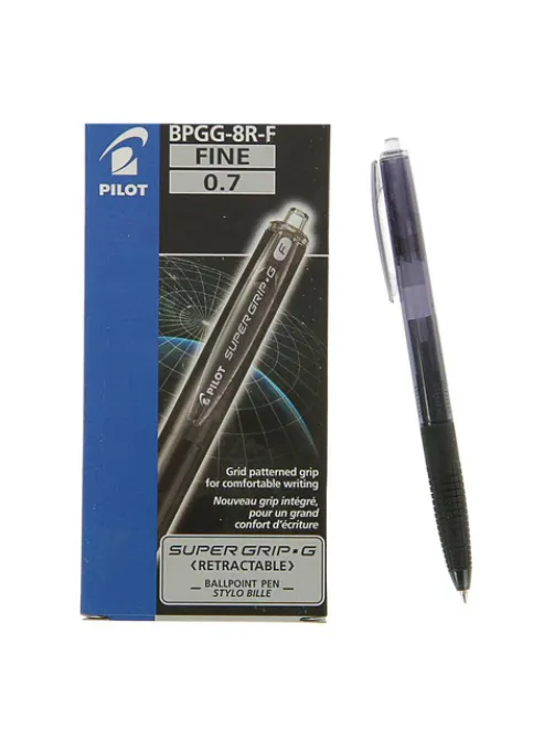 Ручка шариковая автоматическая с грипом PILOT Super Grip G, ЧЕРНАЯ, линия 0,22 мм, BPGG-8R-F B