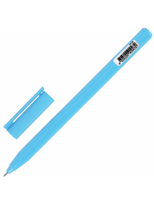 Ручка шариковая BRAUBERG TRIOS BLUE, СИНЯЯ, трехгранная, корпус голубой, игольчатый узел 0,7 мм, линия 0,5 мм, 144158