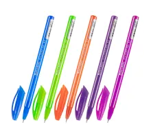 Ручка шариковая масляная BRAUBERG STRIPES, СИНЯЯ, корпус ассорти, узел 0,7 мм, линия письма 0,35 мм, 143736