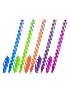 Ручка шариковая масляная BRAUBERG STRIPES, СИНЯЯ, корпус ассорти, узел 0,7 мм, линия письма 0,35 мм, 143736