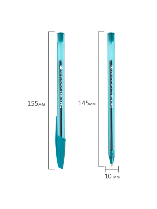 Ручка шариковая BRAUBERG X-30 COLOR MIX, СИНЯЯ, мягкое письмо, пишущий узел 1 мм, линия письма 0,5 мм, 144335