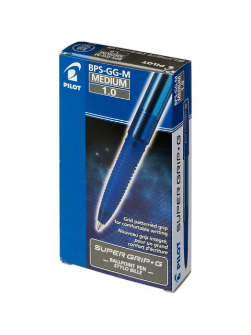 Ручка шариковая с грипом PILOT Super Grip G, СИНЯЯ, узел 1 мм, линия 0,27 мм, BPS-GG-M L
