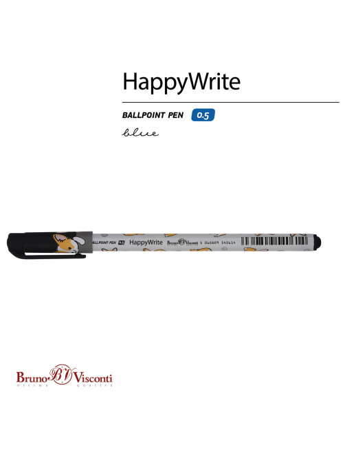 Ручка шариковая BRUNO VISCONTI HappyWrite, СИНЯЯ, 