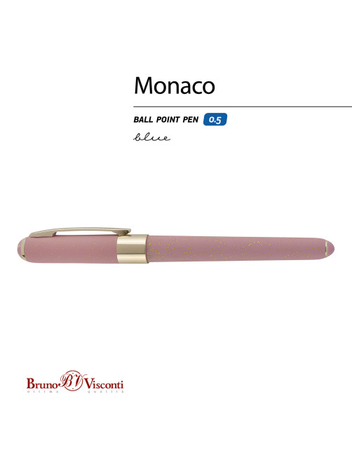 Ручка шариковая BRUNO VISCONTI MONACO SPACE, СИНЯЯ, розовый корпус с глиттером, линия 0,4 мм, 20-0125/53