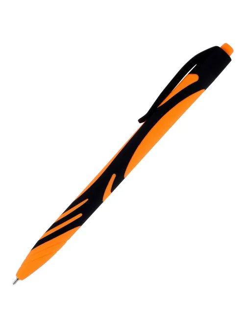 Ручка шариковая автоматическая BRAUBERG ULTRA COLOR NEON, soft-touch, СИНЯЯ, пишущий узел 0,7 мм, линия письма 0,35 мм, 144203