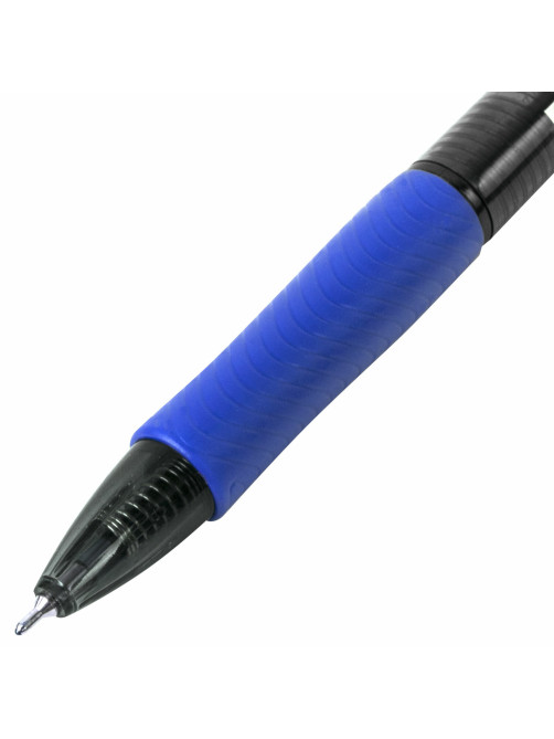 Ручка шариковая автоматическая с грипом BRAUBERG OFFICE STYLE, СИНЯЯ, игольчатый наконечник 0,7мм, линия 0,35мм, тонированный корпус, 144210