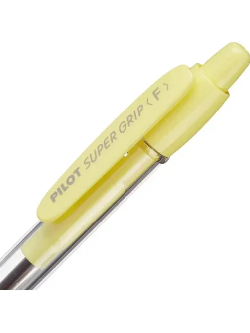 Ручка шариковая автоматическая с грипом PILOT Super Grip, СИНЯЯ, желтые детали, линия 0,22 мм, BPGP-10R-F, BPGP-10R-F Y