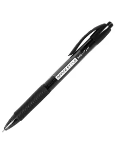 Ручка шариковая автоматическая с грипом BRAUBERG OFFICE STYLE, ЧЕРНАЯ, узел 0,7 мм, линия 0,35 мм, тонированный корпус, 144212
