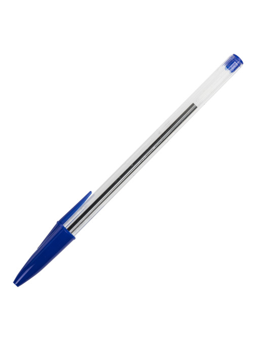 Ручка шариковая STAFF Basic Budget BP-02, письмо 500 м, СИНЯЯ, длина корпуса 13,5 см, линия письма 0,5 мм, 143758