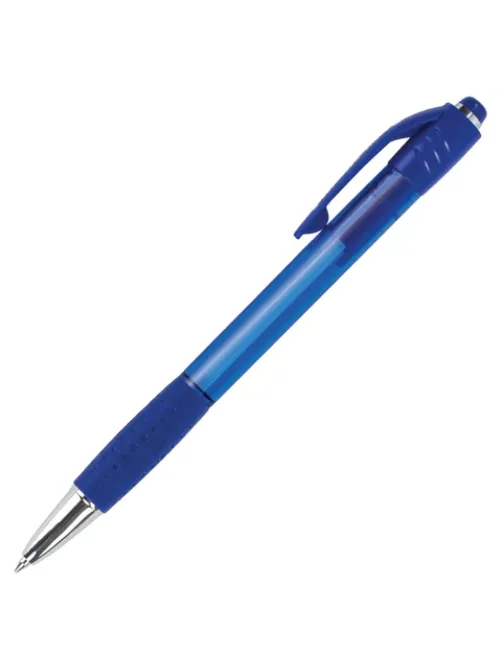Ручка шариковая автоматическая с грипом BRAUBERG SUPER, СИНЯЯ, корпус синий, узел 0,7 мм, линия письма 0,35 мм, 143374