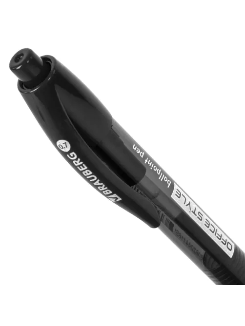 Ручка шариковая автоматическая с грипом BRAUBERG OFFICE STYLE, ЧЕРНАЯ, узел 0,7 мм, линия 0,35 мм, тонированный корпус, 144212
