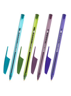 Ручка шариковая BRAUBERG X-30 COLOR MIX, СИНЯЯ, мягкое письмо, пишущий узел 1 мм, линия письма 0,5 мм, 144335