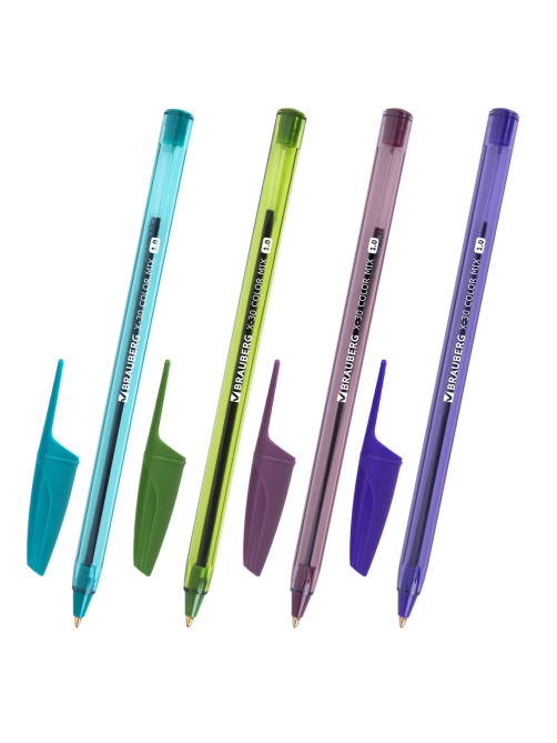 Ручка шариковая BRAUBERG X-30 COLOR MIX, СИНЯЯ, мягкое письмо, пишущий узел 1 мм, линия письма 0,5 мм, 144335