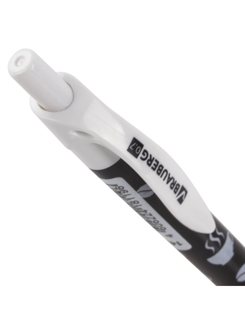 Ручка шариковая масляная автоматическая BRAUBERG BLACK&WHITE 
