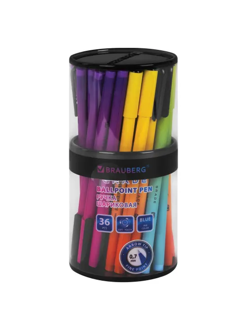 Ручка шариковая BRAUBERG GRADE, СИНЯЯ, корпус soft-touch, пишущий узел 0,7 мм, линия письма 0,35 мм, 144207