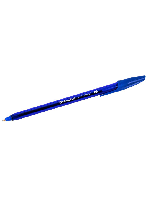 Ручки шариковые BRAUBERG X-30 CLASSIC, КОМПЛЕКТ 12 ШТ., СИНИЕ, пишущий узел 1 мм, линия письма 0,5 мм, 144332