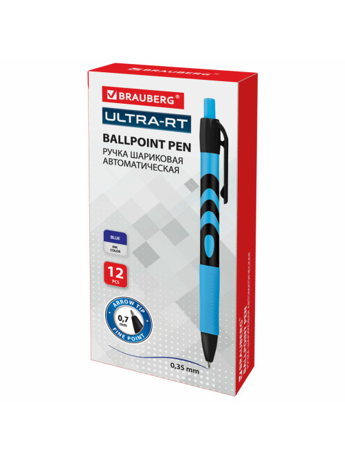 Ручка шариковая автоматическая BRAUBERG ULTRA-RT, СИНЯЯ, 0,7 мм, линия 0,35 мм, 143935