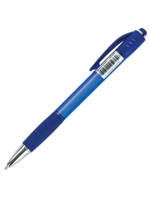 Ручка шариковая автоматическая с грипом BRAUBERG SUPER, СИНЯЯ, корпус синий, узел 0,7 мм, линия письма 0,35 мм, 143374