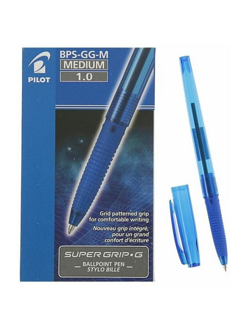 Ручка шариковая с грипом PILOT Super Grip G, СИНЯЯ, узел 1 мм, линия 0,27 мм, BPS-GG-M L
