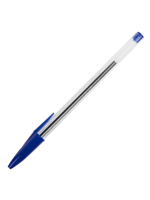 Ручка шариковая STAFF Basic Budget BP-02, письмо 500 м, СИНЯЯ, длина корпуса 13,5 см, линия письма 0,5 мм, 143758