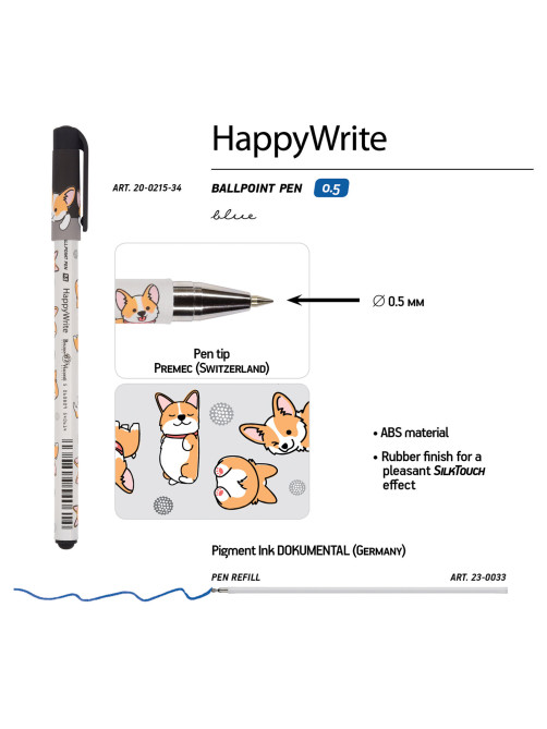 Ручка шариковая BRUNO VISCONTI HappyWrite, СИНЯЯ, 