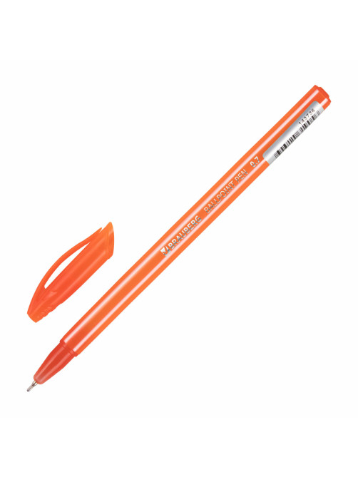 Ручка шариковая масляная BRAUBERG STRIPES, СИНЯЯ, корпус ассорти, узел 0,7 мм, линия письма 0,35 мм, 143736