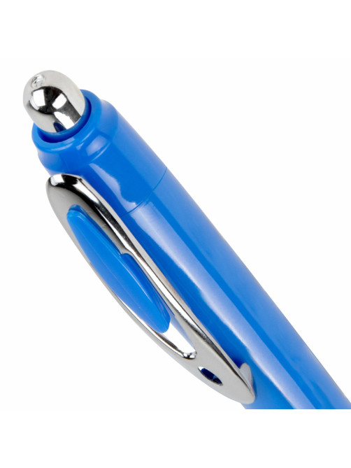 Ручка шариковая автоматическая с грипом BRAUBERG DELTA COLOR, СИНЯЯ, ассорти, узел 0,7 мм, линия письма 0,35 мм, 144202