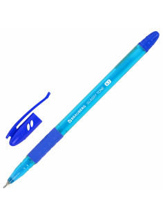 Ручка шариковая масляная с грипом BRAUBERG GLASSY TONE, СИНЯЯ, узел 0,7 мм, линия письма 0,35 мм, 144108