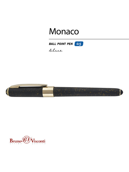 Ручка шариковая BRUNO VISCONTI MONACO SPACE, СИНЯЯ, черный корпус с глиттером, линия 0,4 мм, 20-0125/52