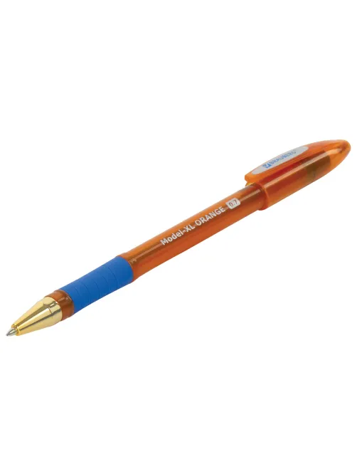 Ручка шариковая масляная с грипом BRAUBERG Model-XL ORANGE, СИНЯЯ, узел 0,7 мм, линия 0,35 мм, 143246