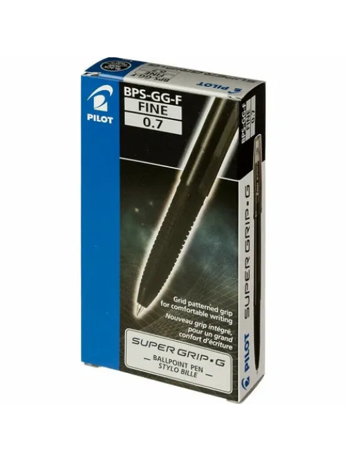 Ручка шариковая с грипом PILOT Super Grip G, ЧЕРНАЯ, узел 0,7 мм, линия 0,22 мм, BPS-GG-F B
