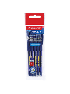 Ручки шариковые BRAUBERG BP-GT GLD BLUE, НАБОР 5 ШТУК, СИНИЕ, пишущий узел 0,7 мм, линия письма 0,35 мм, 144511
