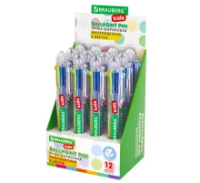 Ручка многоцветная шариковая автоматическая 8 ЦВЕТОВ, узел 0,7 мм, в дисплее, BRAUBERG KIDS, 143937