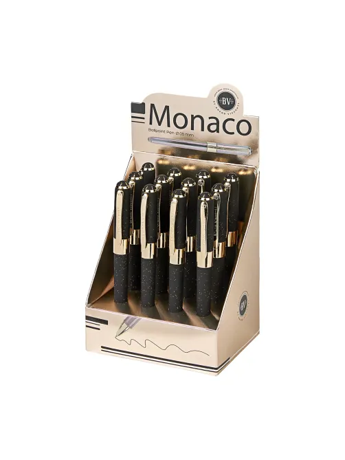 Ручка шариковая BRUNO VISCONTI MONACO SPACE, СИНЯЯ, черный корпус с глиттером, линия 0,4 мм, 20-0125/52