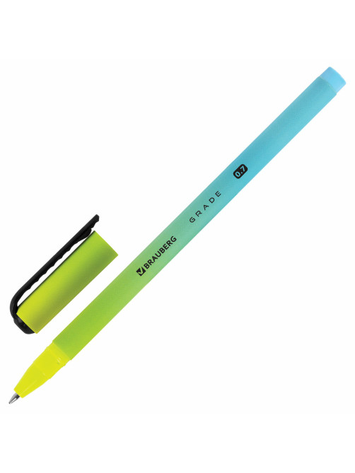 Ручка шариковая BRAUBERG GRADE, СИНЯЯ, корпус soft-touch, пишущий узел 0,7 мм, линия письма 0,35 мм, 144207