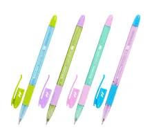 Ручка шариковая масляная с грипом BRAUBERG GLASSY PASTEL MIX, СИНЯЯ, корпус ассорти, линия 0,35 мм,144105