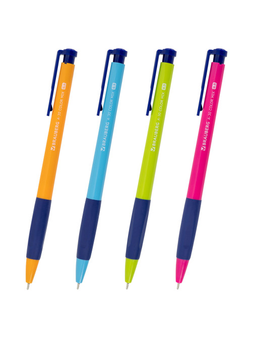 Ручки шариковые автоматические BRAUBERG A-30 COLOR MIX 