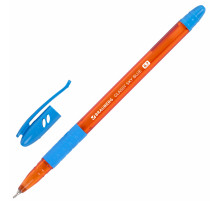 Ручка шариковая масляная с грипом BRAUBERG GLASSY SKY BLUE, СВЕТЛО-СИНЯЯ, узел 0,7 мм, линия письма 0,35 мм, 144107