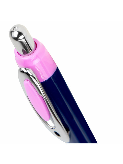 Ручка шариковая автоматическая с грипом BRAUBERG DELTA CLIP, СИНЯЯ, ассорти, узел 0,7 мм, линия письма 0,35 мм,144201