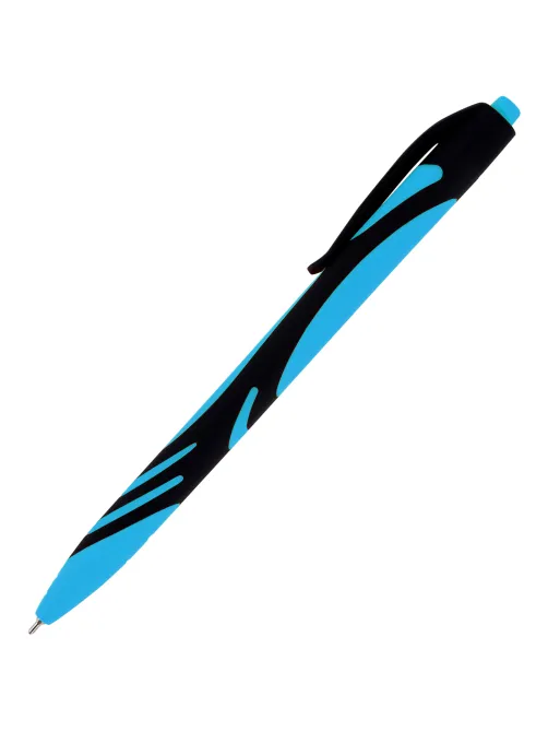 Ручка шариковая автоматическая BRAUBERG ULTRA COLOR NEON, soft-touch, СИНЯЯ, пишущий узел 0,7 мм, линия письма 0,35 мм, 144203