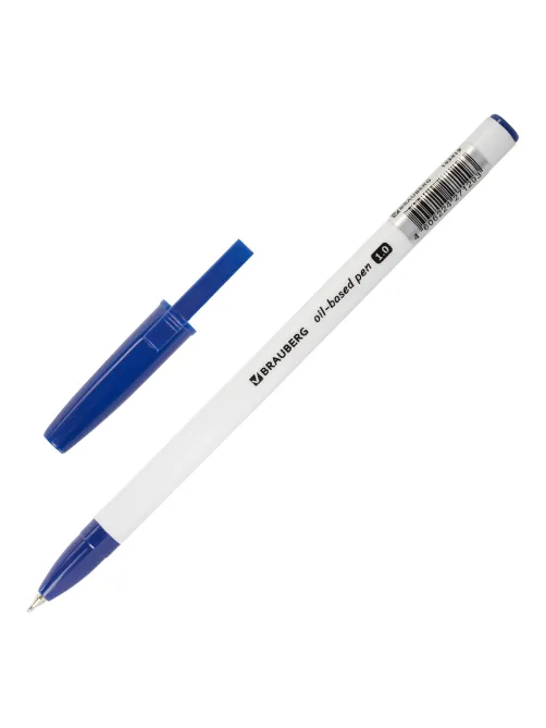 Ручка шариковая масляная BRAUBERG Stick Medium, СИНЯЯ, узел 1 мм, линия письма 0,5 мм, 143419