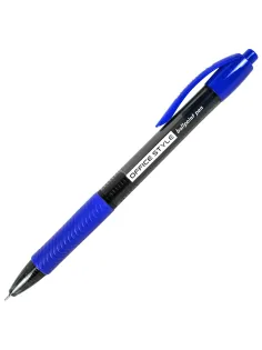 Ручка шариковая автоматическая с грипом BRAUBERG OFFICE STYLE, СИНЯЯ, игольчатый наконечник 0,7мм, линия 0,35мм, тонированный корпус, 144210