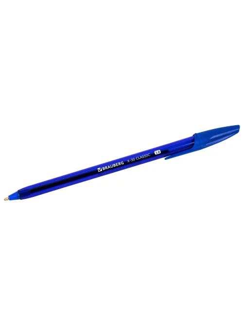 Ручка шариковая BRAUBERG X-30 CLASSIC, СИНЯЯ, мягкое письмо, пишущий узел 1 мм, линия письма 0,5 мм, 144331
