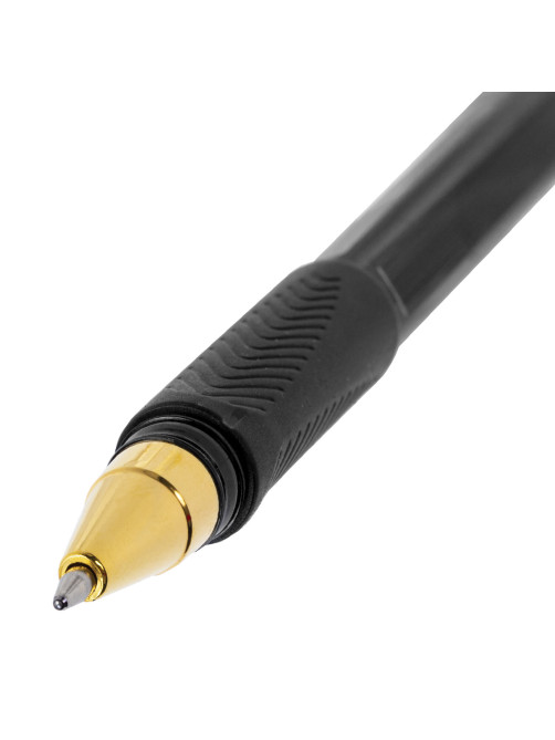 Ручка шариковая BRAUBERG BP-GT GLD BLACK, ЧЕРНАЯ, корпус тонированный, пишущий узел 0,7 мм, линия письма 0,35 мм, 144507