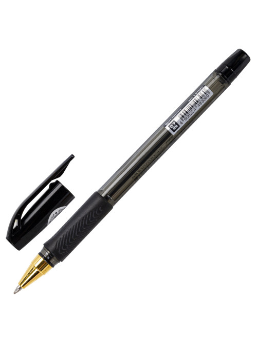 Ручка шариковая BRAUBERG BP-GT GLD BLACK, ЧЕРНАЯ, корпус тонированный, пишущий узел 0,7 мм, линия письма 0,35 мм, 144507