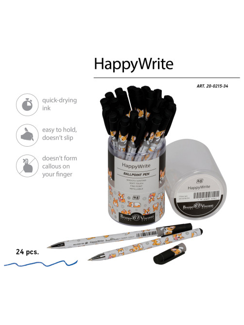 Ручка шариковая BRUNO VISCONTI HappyWrite, СИНЯЯ, 