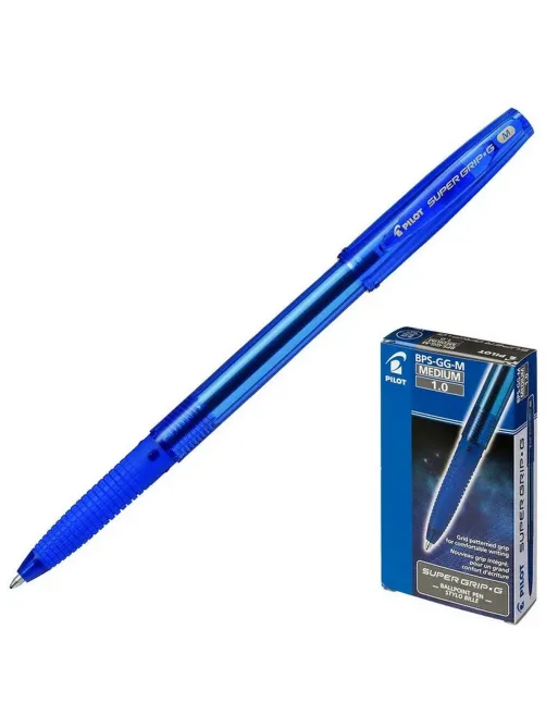 Ручка шариковая с грипом PILOT Super Grip G, СИНЯЯ, узел 1 мм, линия 0,27 мм, BPS-GG-M L