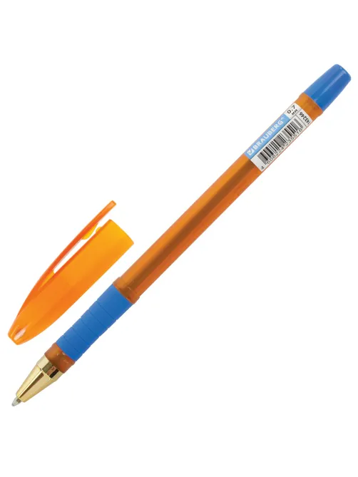 Ручка шариковая масляная с грипом BRAUBERG Model-XL ORANGE, СИНЯЯ, узел 0,7 мм, линия 0,35 мм, 143246