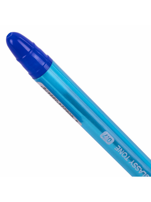 Ручка шариковая масляная с грипом BRAUBERG GLASSY TONE, СИНЯЯ, узел 0,7 мм, линия письма 0,35 мм, 144108