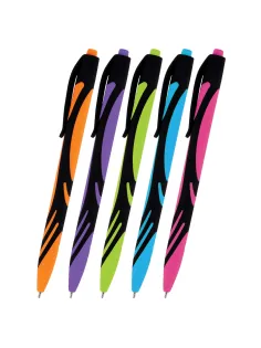 Ручка шариковая автоматическая BRAUBERG ULTRA COLOR NEON, soft-touch, СИНЯЯ, пишущий узел 0,7 мм, линия письма 0,35 мм, 144203